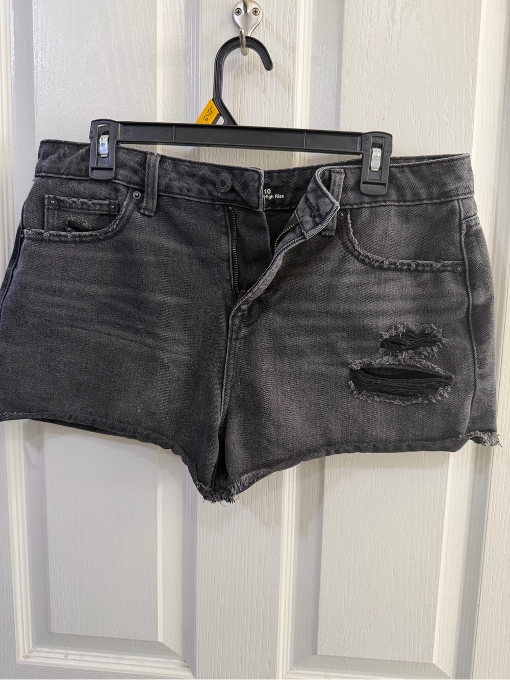 Time and Tru Black High-Rise Distressed Denim Shorts